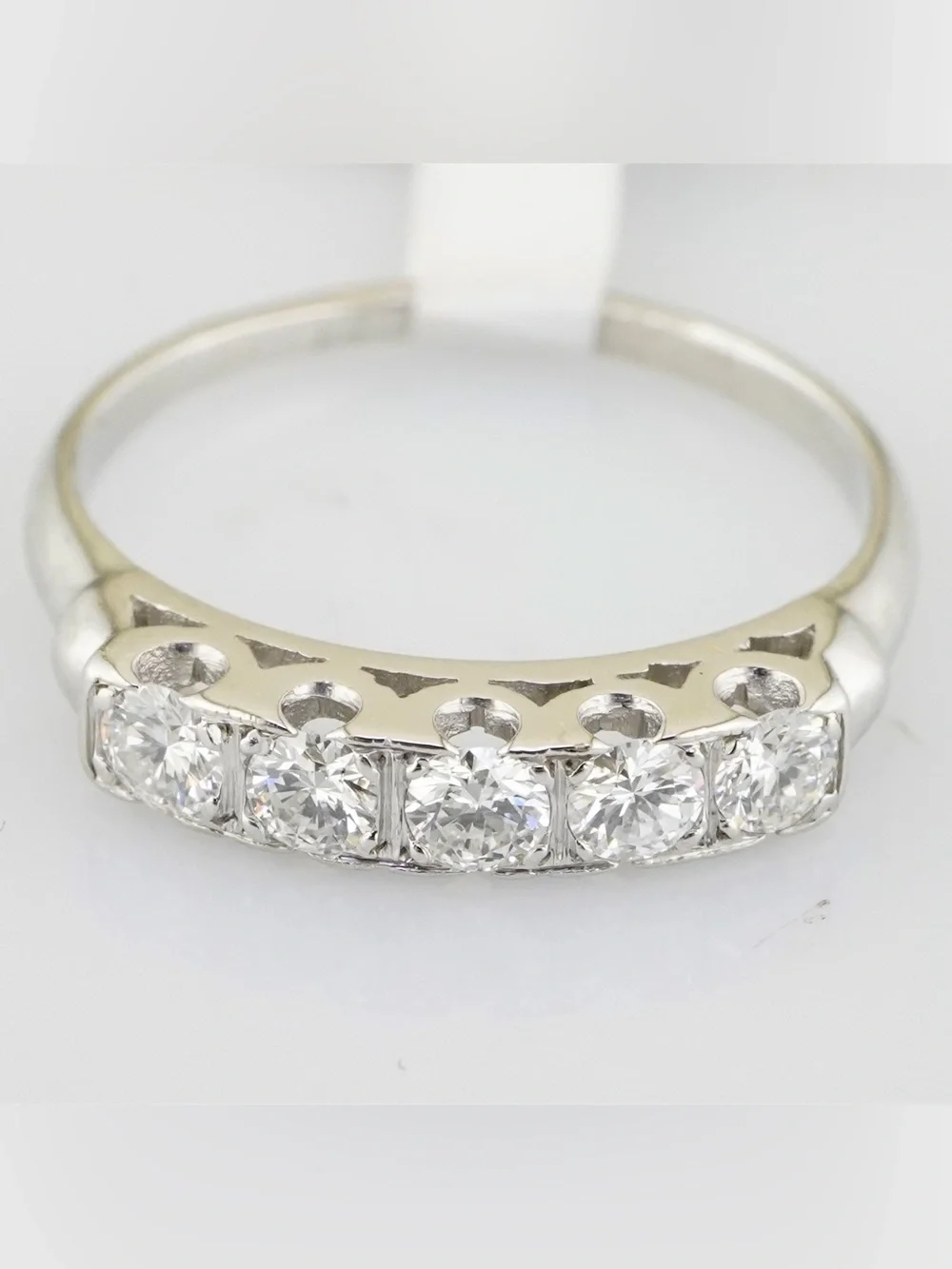 Art deco inspired platinum and natural diamond anniversary band / wedding band